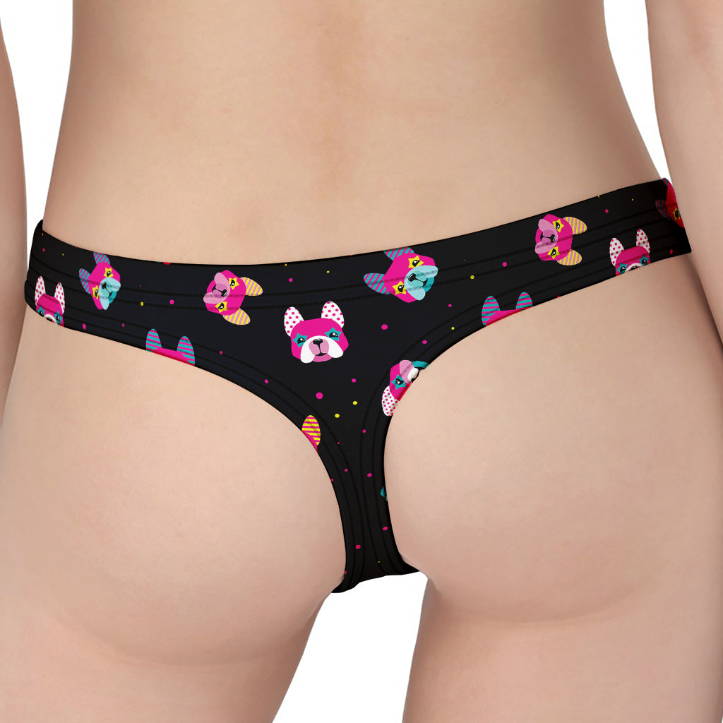 Colorful French Bulldog Print Women's Thong