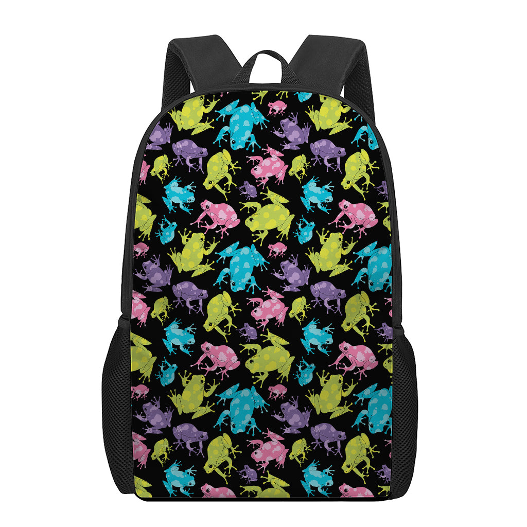 Colorful Frog Pattern Print 17 Inch Backpack