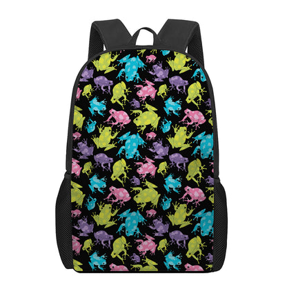 Colorful Frog Pattern Print 17 Inch Backpack