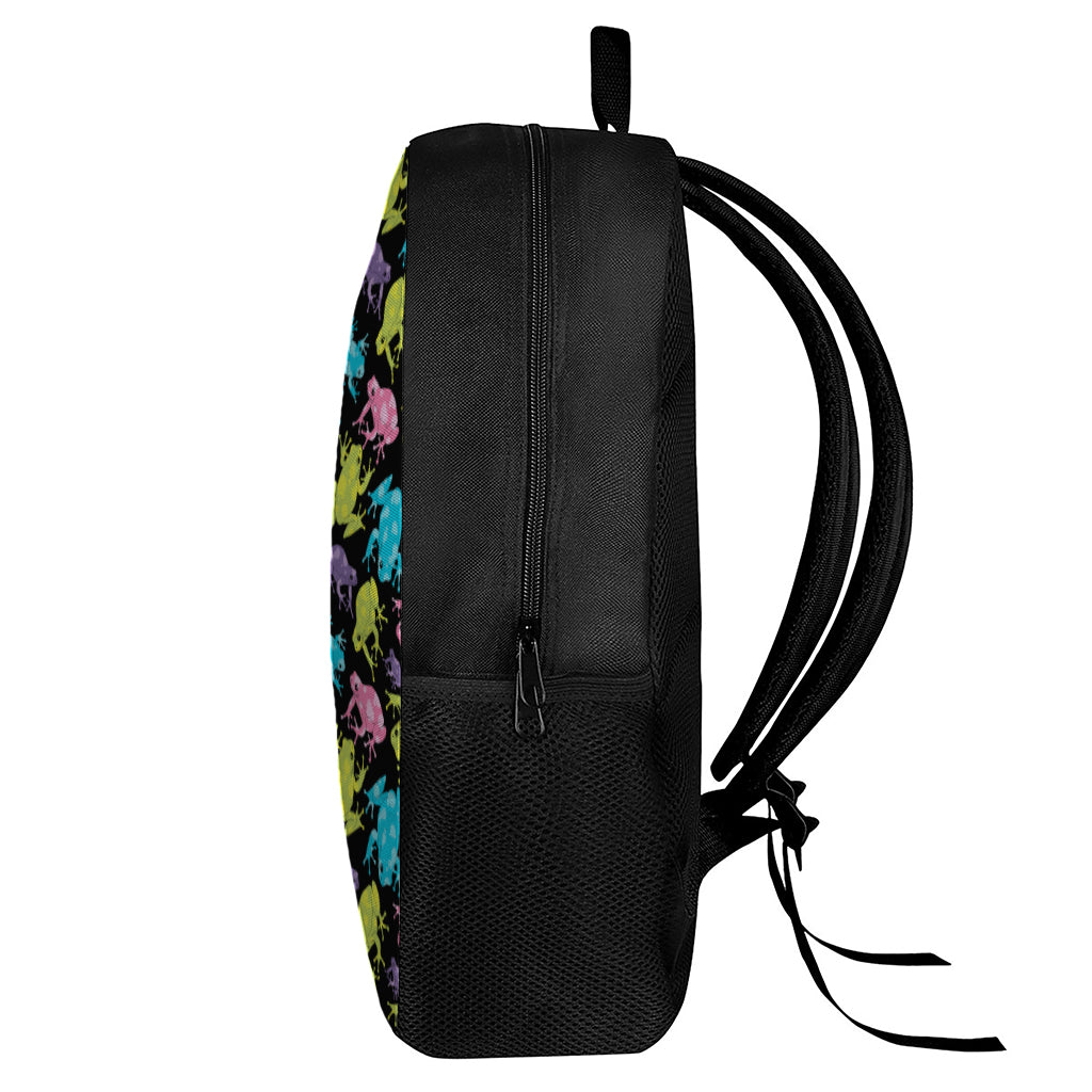 Colorful Frog Pattern Print 17 Inch Backpack
