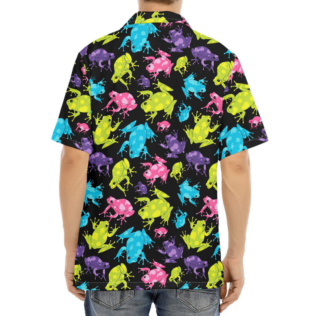 Colorful Frog Pattern Print Aloha Shirt