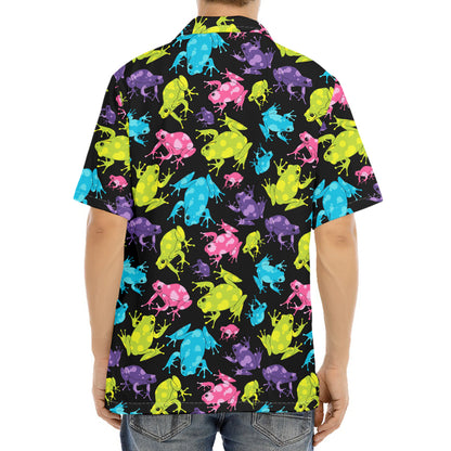 Colorful Frog Pattern Print Aloha Shirt