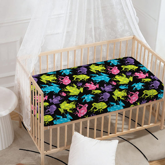Colorful Frog Pattern Print Baby Crib Sheet