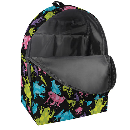 Colorful Frog Pattern Print Backpack