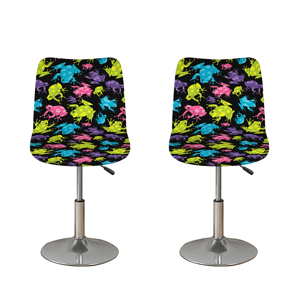 Colorful Frog Pattern Print Bar Stool Covers