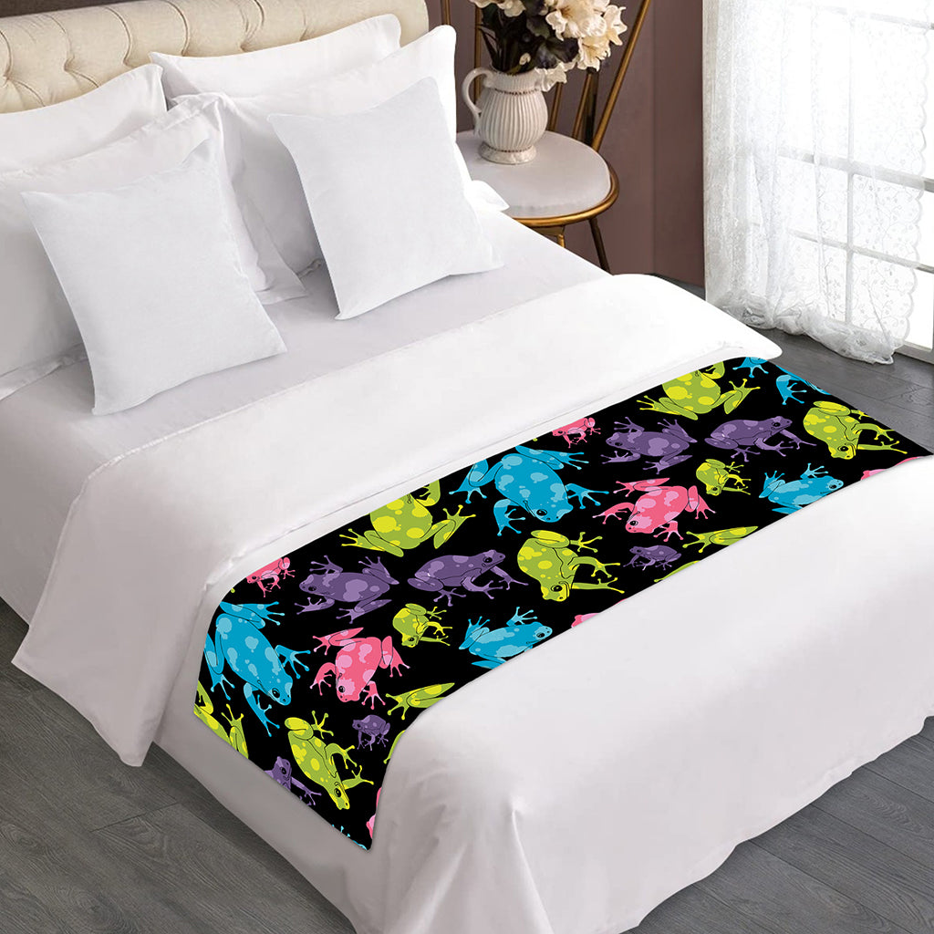 Colorful Frog Pattern Print Bed Runner