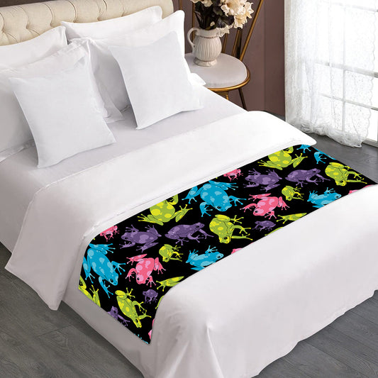 Colorful Frog Pattern Print Bed Runner