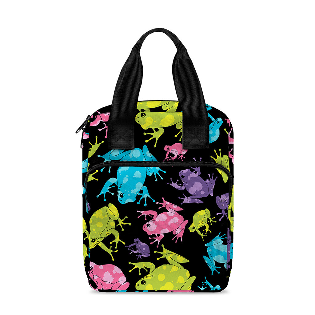 Colorful Frog Pattern Print Bible Tote Bag