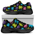 Colorful Frog Pattern Print Black Chunky Shoes