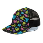 Colorful Frog Pattern Print Black Mesh Trucker Cap