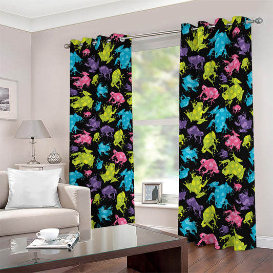 Colorful Frog Pattern Print Blackout Grommet Curtains