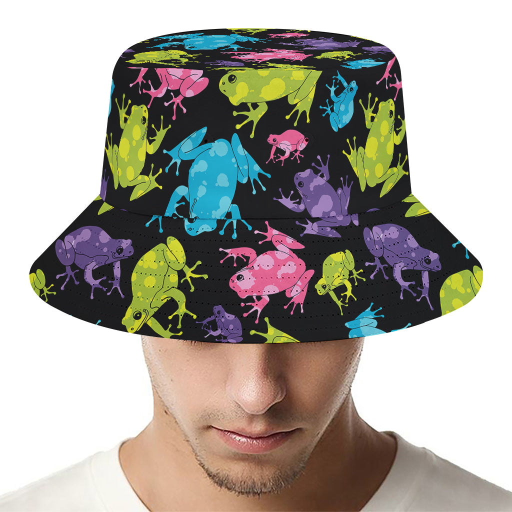 Colorful Frog Pattern Print Bucket Hat