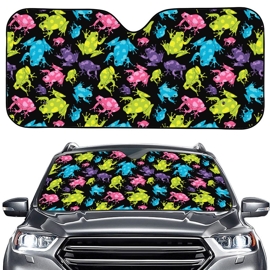 Colorful Frog Pattern Print Car Windshield Sun Shade