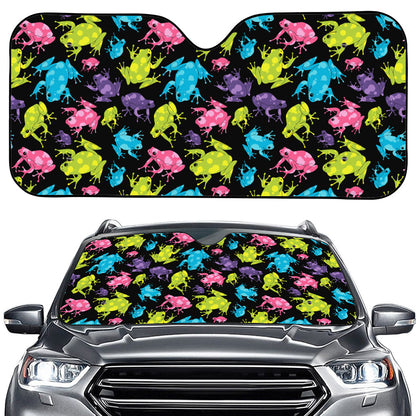 Colorful Frog Pattern Print Car Windshield Sun Shade