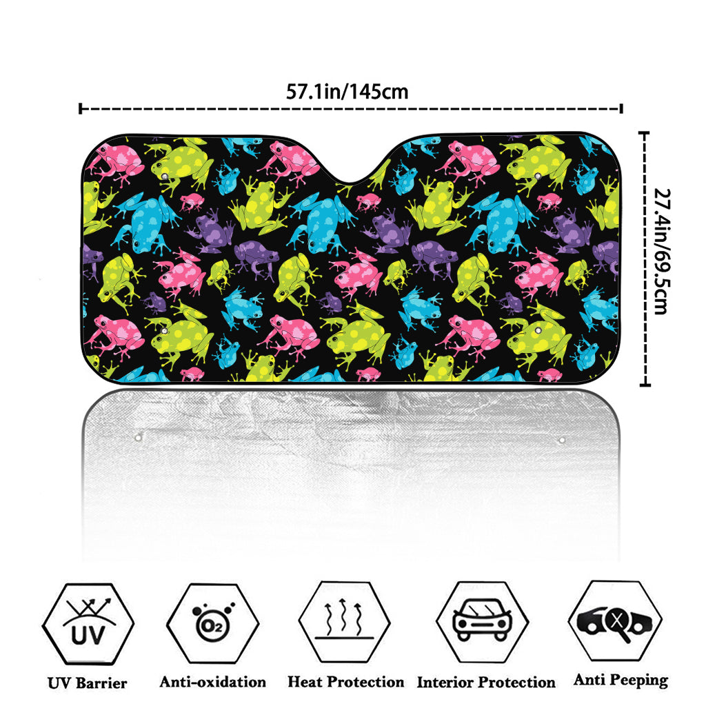 Colorful Frog Pattern Print Car Windshield Sun Shade