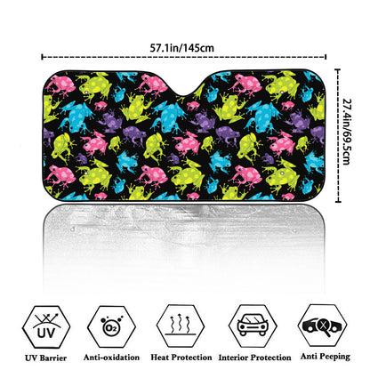 Colorful Frog Pattern Print Car Windshield Sun Shade