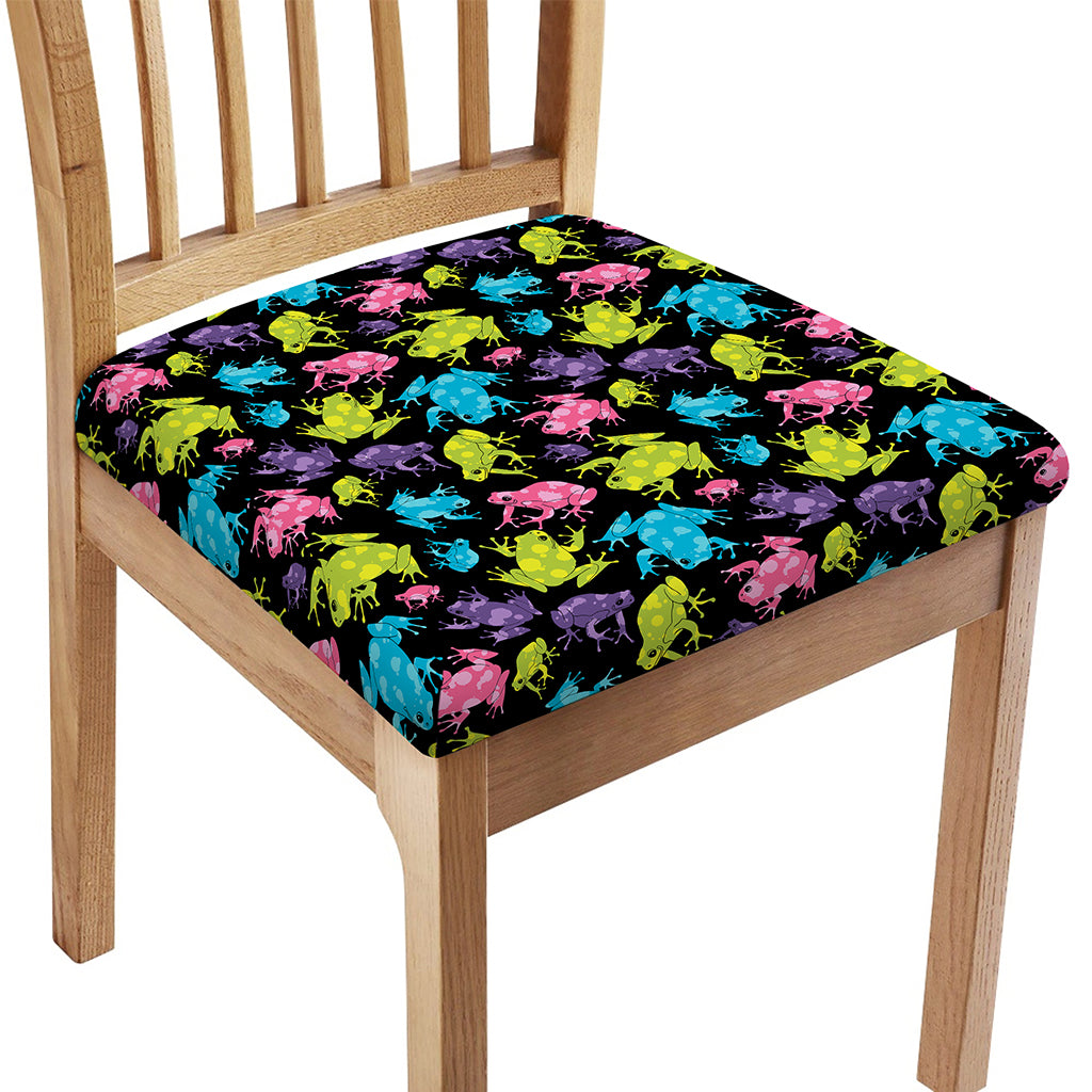 Colorful Frog Pattern Print Chair Cushion Cover