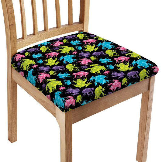 Colorful Frog Pattern Print Chair Cushion Cover