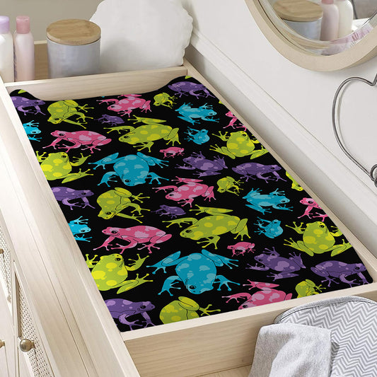 Colorful Frog Pattern Print Changing Pad Cover