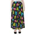Colorful Frog Pattern Print Chiffon Maxi Skirt