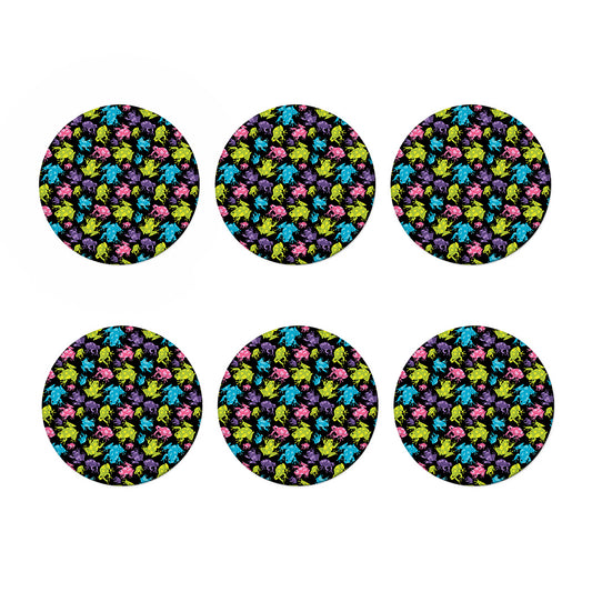 Colorful Frog Pattern Print Coaster Set