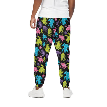 Colorful Frog Pattern Print Cotton Pants