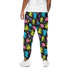 Colorful Frog Pattern Print Cotton Pants