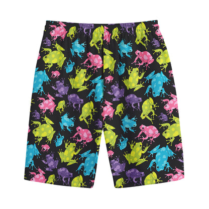 Colorful Frog Pattern Print Cotton Shorts