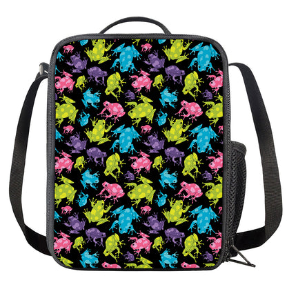 Colorful Frog Pattern Print Crossbody Lunch Bag