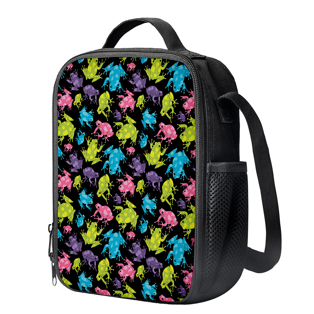 Colorful Frog Pattern Print Crossbody Lunch Bag
