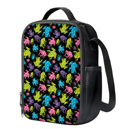 Colorful Frog Pattern Print Crossbody Lunch Bag
