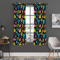 Colorful Frog Pattern Print Grommet Curtain Panels