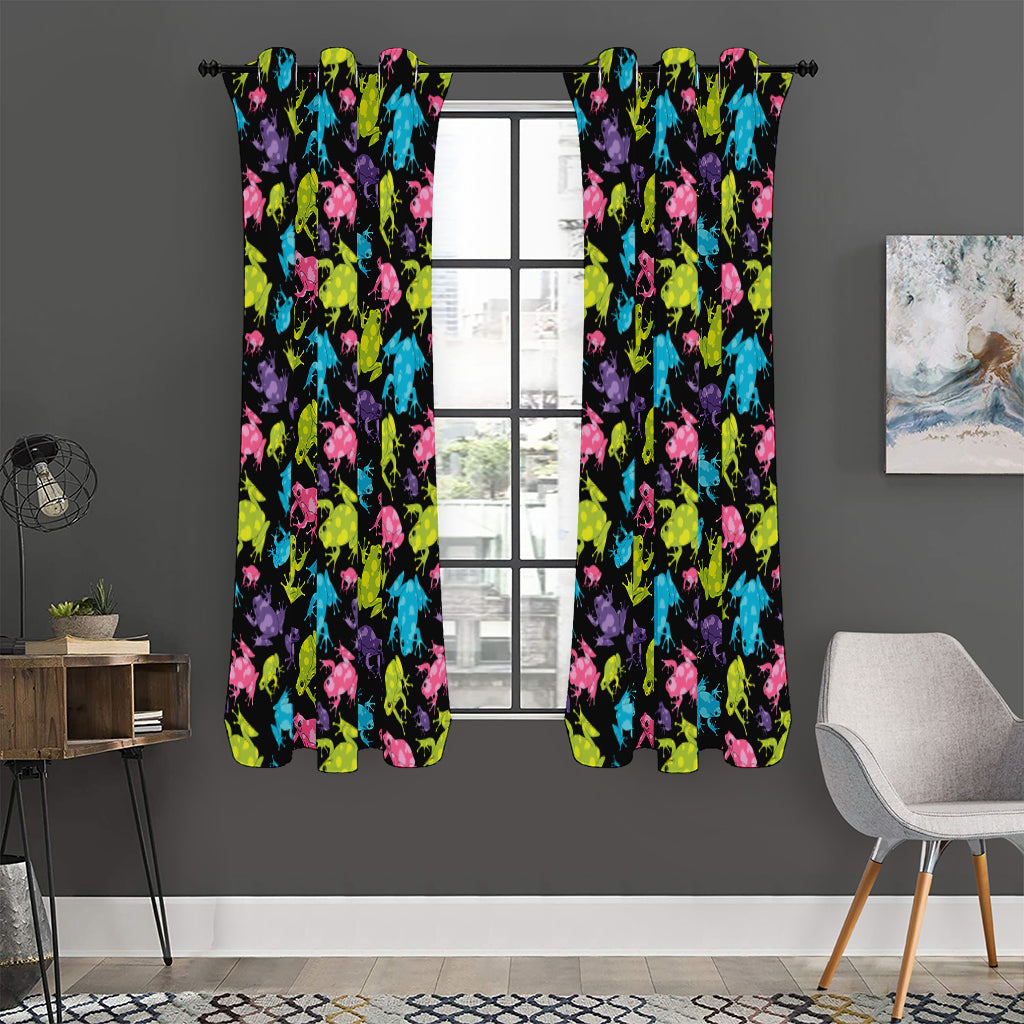 Colorful Frog Pattern Print Curtain
