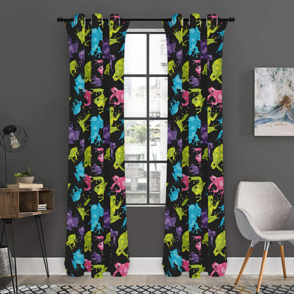 Colorful Frog Pattern Print Curtain
