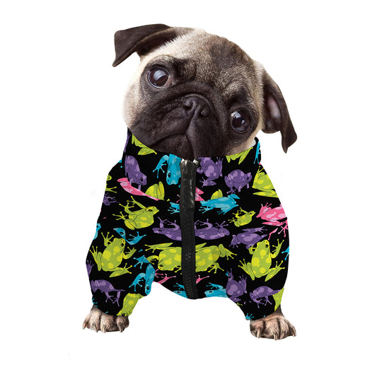 Colorful Frog Pattern Print Dog Zip Up Jacket