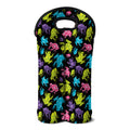 Colorful Frog Pattern Print Double Neoprene Wine Tote