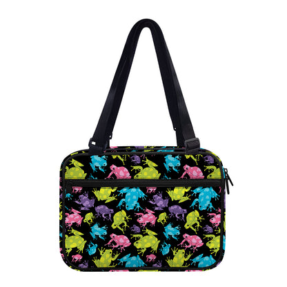 Colorful Frog Pattern Print Double Strap Bible Bag