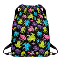 Colorful Frog Pattern Print Drawstring Backpack