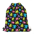 Colorful Frog Pattern Print Drawstring Bag