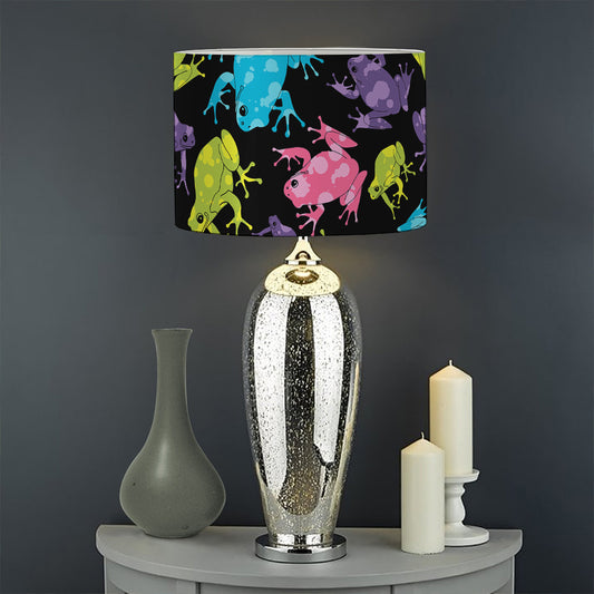 Colorful Frog Pattern Print Drum Lamp Shade