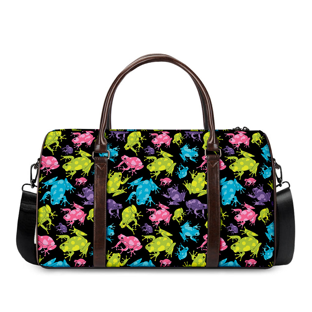 Colorful Frog Pattern Print Duffle Bag