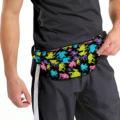 Colorful Frog Pattern Print Fanny Pack