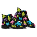 Colorful Frog Pattern Print Flat Ankle Boots