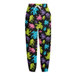 Colorful Frog Pattern Print Fleece Lined Knit Pants
