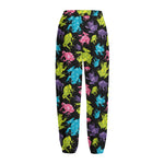 Colorful Frog Pattern Print Fleece Lined Knit Pants