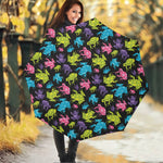 Colorful Frog Pattern Print Foldable Umbrella