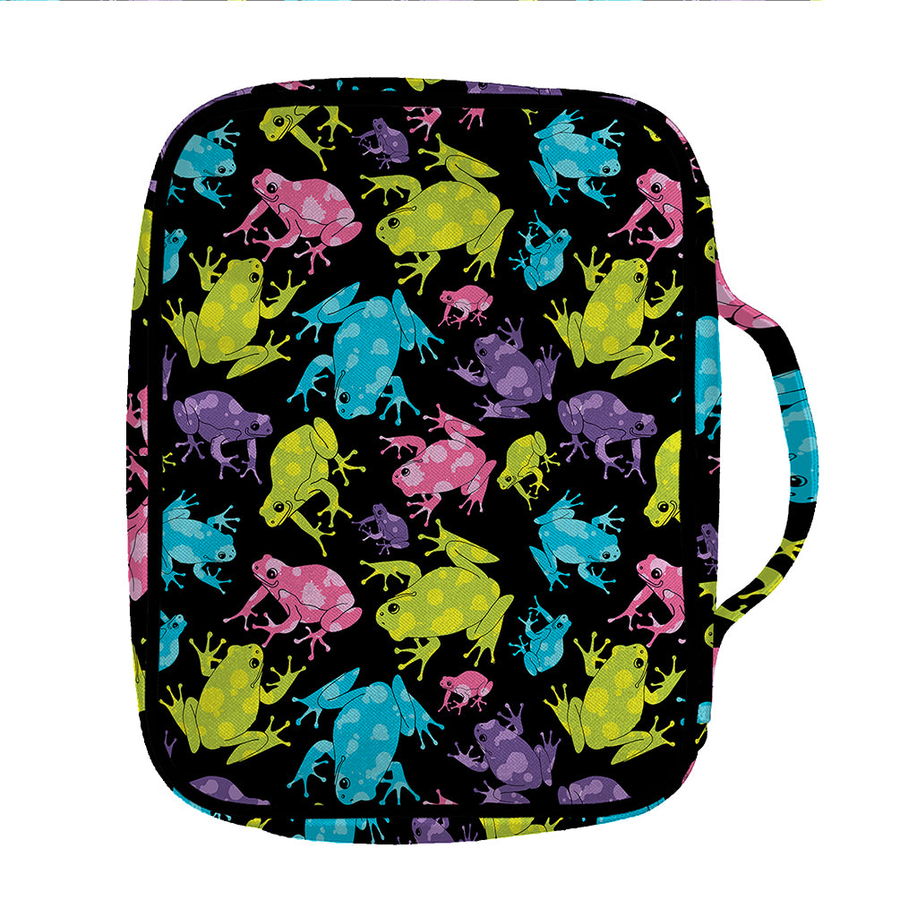 Colorful Frog Pattern Print Front Pocket Bible Bag
