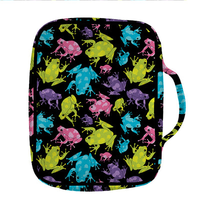 Colorful Frog Pattern Print Front Pocket Bible Bag