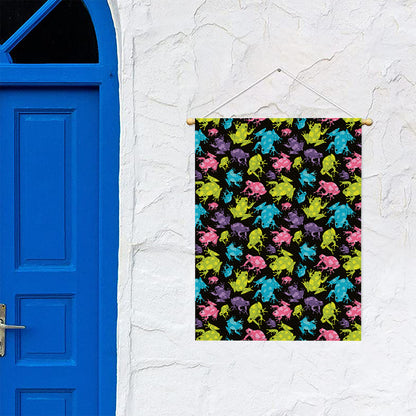 Colorful Frog Pattern Print Garden Flag
