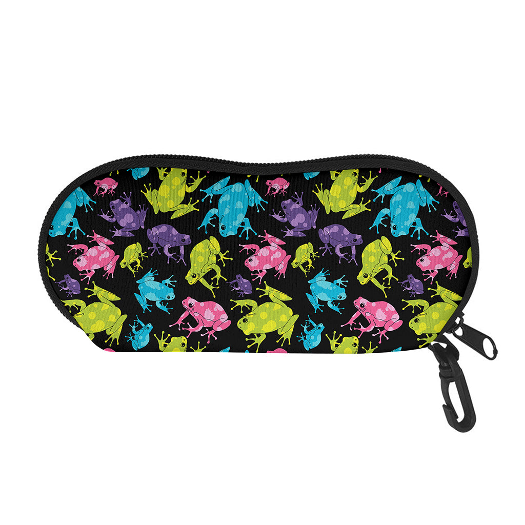 Colorful Frog Pattern Print Glasses Case